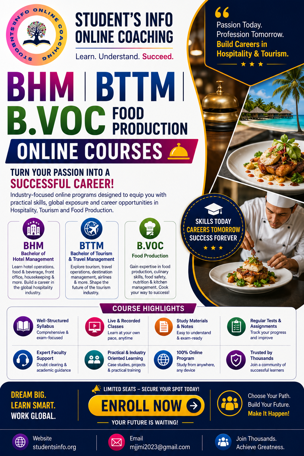 🧭 (B 36) BTTM / BHM / B.VOC (FOOD PRODUCTION) Entrance Preparation Course